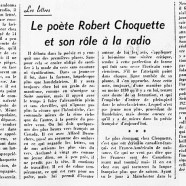 «Le poète Robert Choquette et son rôle à la radio»