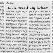 «Le 70e roman d’Henry Bordeaux»