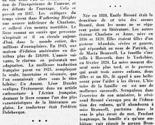 «Centenaire de la mort d’Emily Brontë»