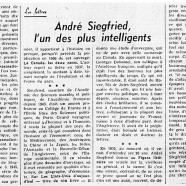 «André Siegfried, l’un des plus intelligents»