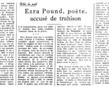 «Ezra Pound, poète, accusé de trahison»