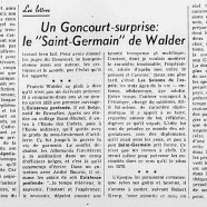 «Un Goncourt-surprise : le « Saint-Germain » de Walder«