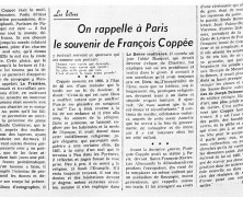 «On rappelle à Paris le souvenir de François Coppée»