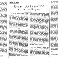 «Guy Sylvestre et la critique»