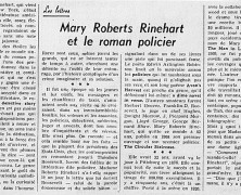 «Mary Roberts Rinehart et le roman policier»