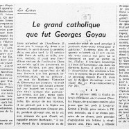«Le grand catholique que fut Georges Goyau»