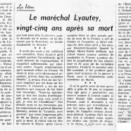 «Le maréchal Lyautey, vingt-cinq ans après sa mort»