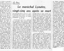 «Le maréchal Lyautey, vingt-cinq ans après sa mort»