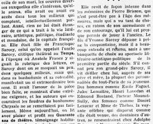 «Le monde, le rôle et la mort d’Yvonne Sarcey»