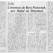 «L’aventure de Boris Pasternak, prix Nobel de littérature»