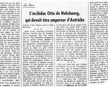 «L’archiduc Otto de Habsbourg, qui devait être empereur d’Autriche»