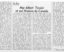 «Mgr Albert Tessier et son Histoire du Canada»