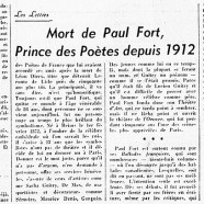 «Mort de Paul Fort, prince des Poètes depuis 1912»