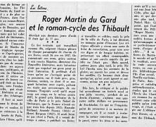 «Roger Martin du Gard et le roman-cycle des Thibault»