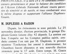 «Cette lettre personnelle; M. Duplessis a raison»