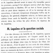 «M. Georges-Émile Lapalme en sera-t-il?; M. Lapalme et la question sociale»