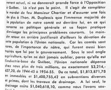 «L’Union nationale consacra 20,286,422$ à notre comté, de 1944 à 1955»