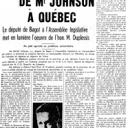 «Remarquable discours de Me Daniel Johnson à Québec»