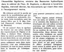 «L’honorable Daniel Johnson proteste contre les tendances à l’enseignement neutre»