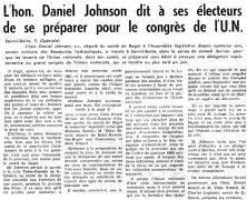 «L’honorable Daniel Johnson dit à ses électeurs de se préparer pour le congrès de l’Union nationale»