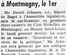 «Me Daniel Johnson sera conférencier à Montmagny le 1er février»